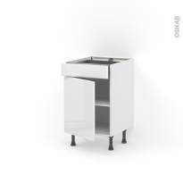 Meuble de cuisine - Bas - IRIS Blanc - 1 porte 1 tiroir  - L50 x H70 x P58 cm