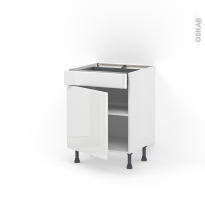 Meuble de cuisine - Bas - IRIS Blanc - 1 porte 1 tiroir - L60 x H70 x P58 cm