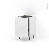 Meuble de cuisine - Bas coulissant - IRIS Blanc - 1 porte 1 tiroir à l'anglaise - L50 x H70 x P58 cm