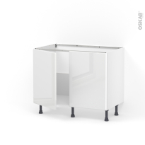 Meuble de cuisine - Sous évier - IRIS Blanc - 2 portes - L100 x H70 x P58 cm