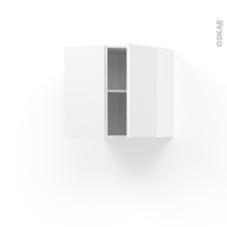 Meuble de cuisine - Angle haut - IRIS Blanc - 1 porte N°19 L40 cm - L65 x H70 x P37 cm