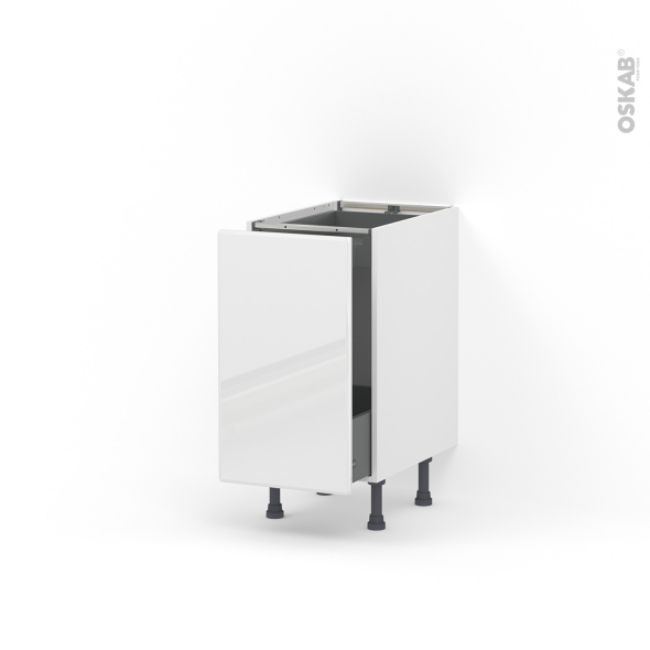 Meuble de cuisine - Bas coulissant - IRIS Blanc - 1 porte 1 tiroir à l'anglaise - L40 x H70 x P58 cm
