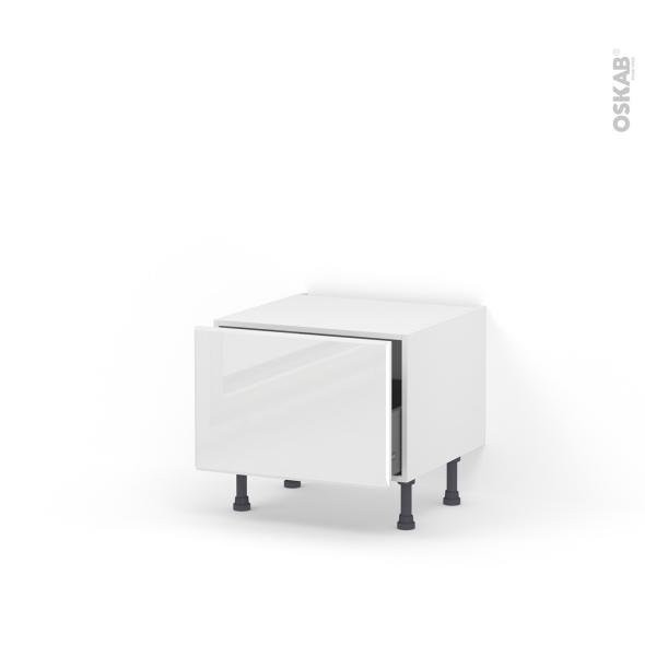Meuble de cuisine - Bas coulissant - IRIS Blanc - 1 porte - L60 x H41 x P58 cm