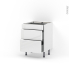 #Meuble de cuisine - Casserolier - IRIS Blanc - 3 tiroirs - L60 x H70 x P58 cm