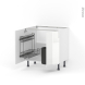 Meuble de cuisine - Sous évier - IRIS Blanc - 2 portes lessiviel poubelle ronde - L80 x H70 x P58 cm