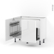 Meuble de cuisine - Sous évier - IRIS Blanc - 2 portes lessiviel-poubelle coulissante  - L100 x H70 x P58 cm