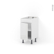 Meuble de cuisine - Bas - Faux tiroir haut - IRIS Blanc - 1 porte  - L40 x H70 x P58 cm