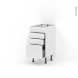 Meuble de cuisine - Casserolier - Faux tiroir haut - IRIS Blanc - 3 tiroirs - L40 x H70 x P58 cm