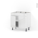Meuble de cuisine - Bas - Faux tiroir haut - IRIS Blanc - 2 portes - L80 x H70 x P58 cm