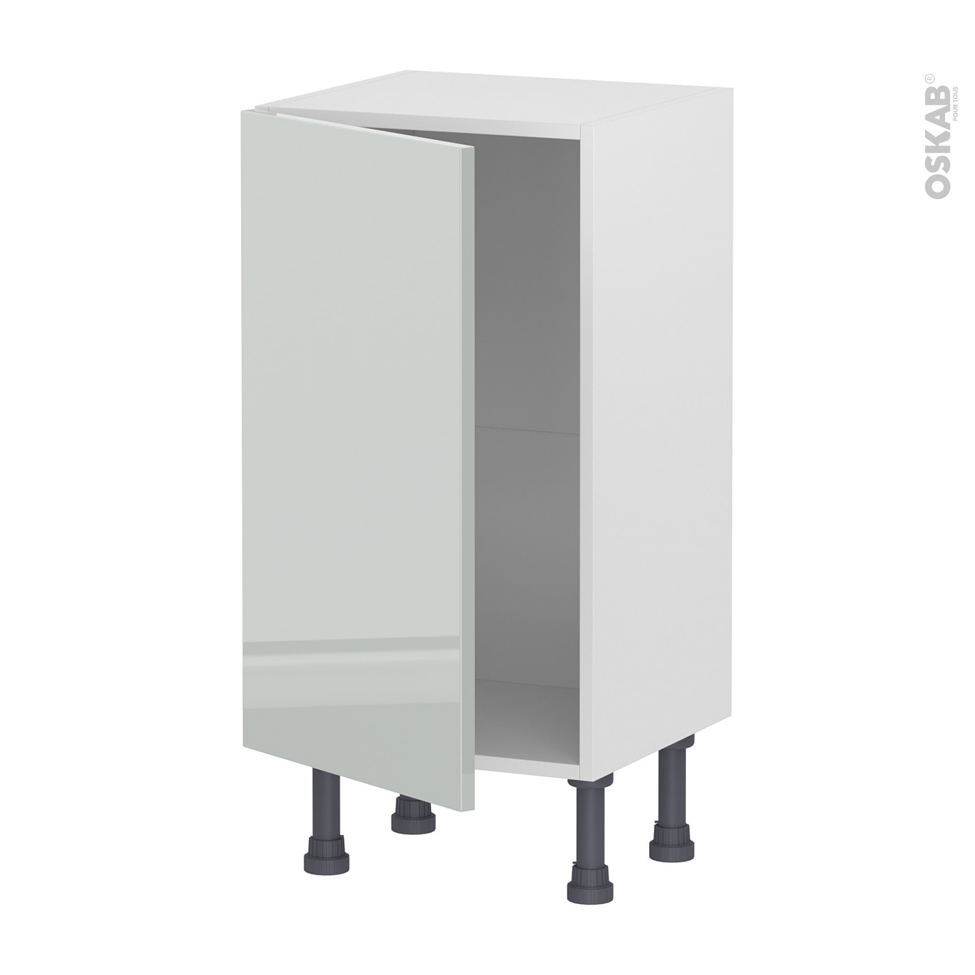 Meuble de cuisine Sous évier IVIA Gris 2 portes lessiviel-poubelle  coulissante L100 x H70 x P58 cm - Oskab