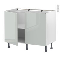 Meuble de cuisine - Bas - IVIA Gris - 2 portes - L100 x H70 x P58 cm