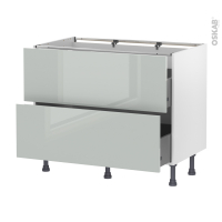 Meuble de cuisine - Casserolier - IVIA Gris - 2 tiroirs - L100 x H70 x P58 cm