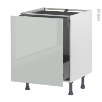 Meuble de cuisine - Bas coulissant - IVIA Gris - 1 porte 1 tiroir à l'anglaise - L60 x H70 x P58 cm