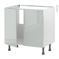 Meuble de cuisine - Sous évier - IVIA Gris - 2 portes - L80 x H70 x P58 cm
