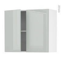 Meuble de cuisine - Haut ouvrant - IVIA Gris - 2 portes - L80 x H70 x P37 cm