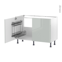 Meuble de cuisine - Sous évier - IVIA Gris - 2 portes lessiviel - L120 x H70 x P58 cm