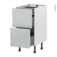 Meuble de cuisine - Casserolier - IVIA Gris - 2 tiroirs 1 tiroir à l'anglaise - L40 x H70 x P58 cm