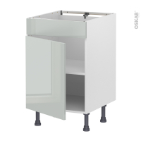 Meuble de cuisine - Bas - Faux tiroir haut - IVIA Gris - 1 porte  - L50 x H70 x P58 cm