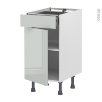 Meuble de cuisine - Bas - IVIA Gris - 1 porte 1 tiroir  - L40 x H70 x P58 cm