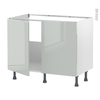 Meuble de cuisine - Sous évier - IVIA Gris - 2 portes - L100 x H70 x P58 cm