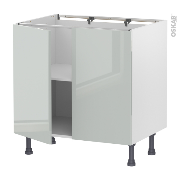 Meuble de cuisine - Bas - IVIA Gris - 2 portes - L80 x H70 x P58 cm