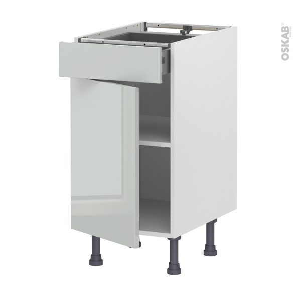 Meuble de cuisine - Bas - IVIA Gris - 1 porte 1 tiroir  - L40 x H70 x P58 cm