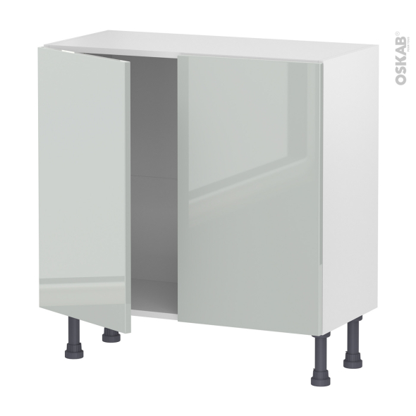 Meuble de cuisine - Bas - IVIA Gris - 2 portes - L80 x H70 x P37 cm