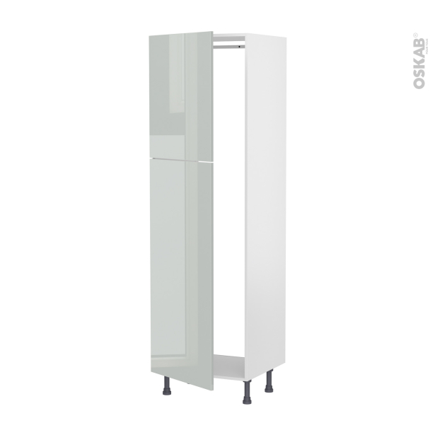 Colonne de cuisine N°2721 Armoire frigo encastrable <br />IVIA Gris, 2 portes, L60 x H195 x P58 cm 
