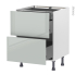 #Meuble de cuisine - Casserolier - IVIA Gris - 2 tiroirs 1 tiroir à l'anglaise - L60 x H70 x P58 cm