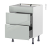 #Meuble de cuisine - Casserolier - Faux tiroir haut - IVIA Gris - 2 tiroirs - L60 x H70 x P58 cm