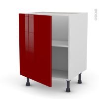 Meuble de cuisine - Sous évier - IVIA Rouge - 1 porte - L60 x H70 x P58 cm