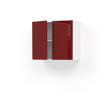 Meuble de cuisine - Haut ouvrant - IVIA Rouge - 2 portes - L80 x H70 x P37 cm