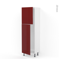 Colonne de cuisine N°2721 - Armoire frigo encastrable - IVIA Rouge - 2 portes - L60 x H195 x P58 cm