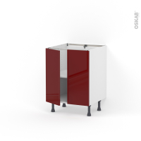 Meuble de cuisine - Bas - IVIA Rouge - 2 portes - L60 x H70 x P58 cm