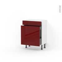 Meuble de cuisine - Range épice - IVIA Rouge - 3 tiroirs - L60 x H70 x P37 cm