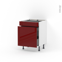 Meuble de cuisine - Range épice - IVIA Rouge - 3 tiroirs - L60 x H70 x P58 cm