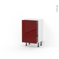 Meuble de cuisine - Bas coulissant - IVIA Rouge - 1 porte 1 tiroir à l'anglaise - L50 x H70 x P37 cm