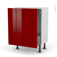 Meuble de cuisine - Bas coulissant - IVIA Rouge - 1 porte 1 tiroir à l'anglaise - L60 x H70 x P37 cm