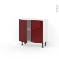 Meuble de cuisine - Bas - IVIA Rouge - 2 portes - L80 x H70 x P37 cm