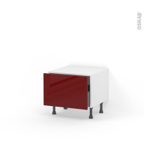 Meuble de cuisine - Bas coulissant - IVIA Rouge - 1 porte - L60 x H41 x P58 cm