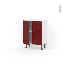Meuble de cuisine - Bas - IVIA Rouge - 2 portes - L60 x H70 x P37 cm