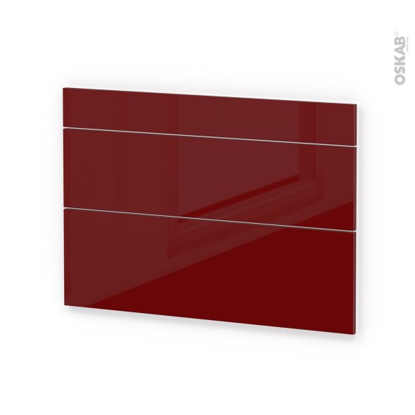 Façades de cuisine - 3 tiroirs N°75 - IVIA Rouge - L100 x H70 cm