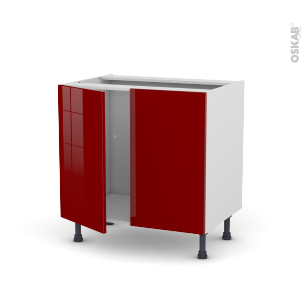Meuble de cuisine Sous évier <br />IVIA Rouge, 2 portes, L80 x H70 x P58 cm 