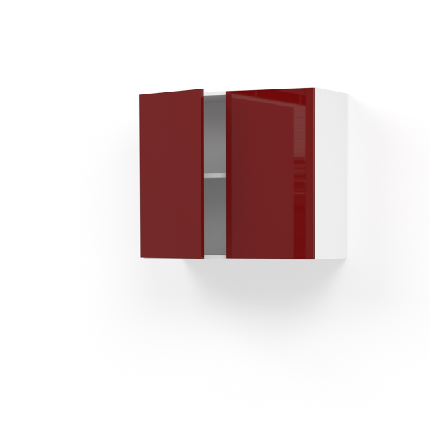 Meuble de cuisine Haut ouvrant <br />IVIA Rouge, 2 portes, L80 x H70 x P37 cm 