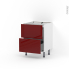 #Meuble de cuisine - Casserolier - IVIA Rouge - 2 tiroirs - L60 x H70 x P58 cm