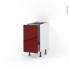 #Meuble de cuisine - Bas coulissant - IVIA Rouge - 1 porte 1 tiroir à l'anglaise - L40 x H70 x P58 cm