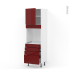 #Colonne de cuisine N°1659 - Four encastrable niche 60 - IVIA Rouge - 1 porte 4 tiroirs - L60 x H195 x P58 cm