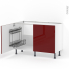 #Meuble de cuisine Sous évier <br />IVIA Rouge, 2 portes lessiviel, L120 x H70 x P58 cm 