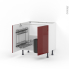 #Meuble de cuisine - Sous évier - IVIA Rouge - 2 portes lessiviel poubelle ronde - L80 x H70 x P58 cm