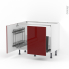 #Meuble de cuisine Sous évier <br />IVIA Rouge, 2 portes lessiviel-poubelle coulissante , L100 x H70 x P58 cm 